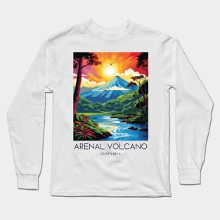 A Pop Art Travel Print of the Arenal Volcano - Costa Rica Long Sleeve T-Shirt